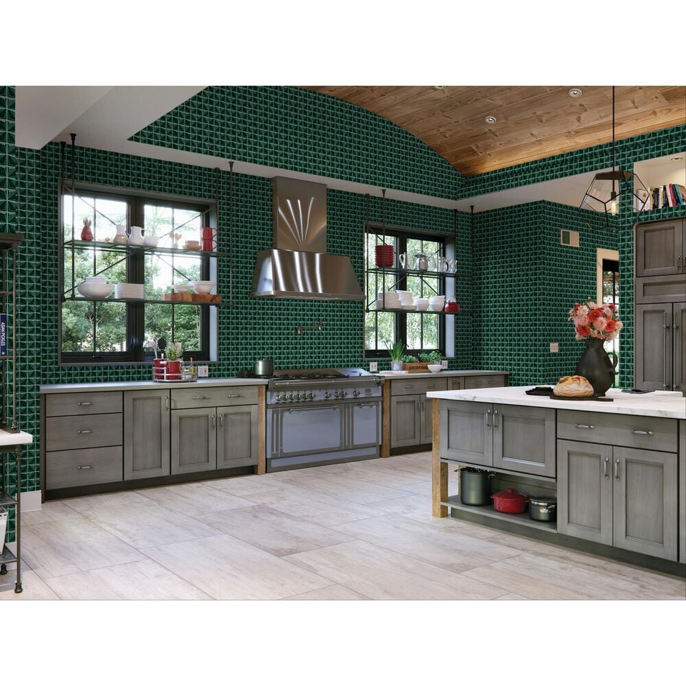 Dal-Tile Artefino Vintage Jade 2" Floret on 12" x 12" Porcelain Mosaic Sheet, , large