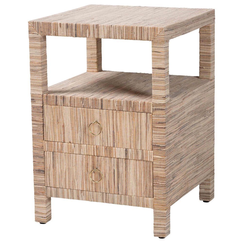 Baxton Studio Paine 2-Drawer Nightstand in Natural, , large