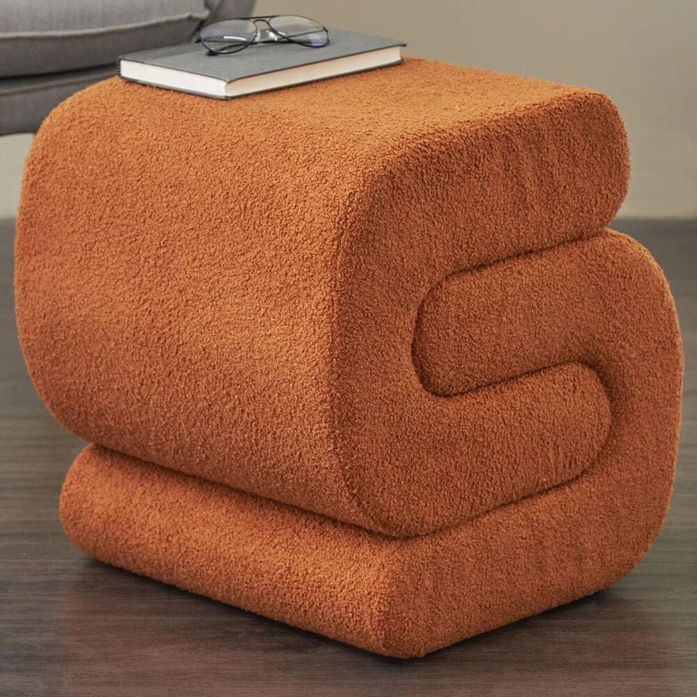 Maple and Jade 20" Boucle Accent Ottoman in Copper, , large