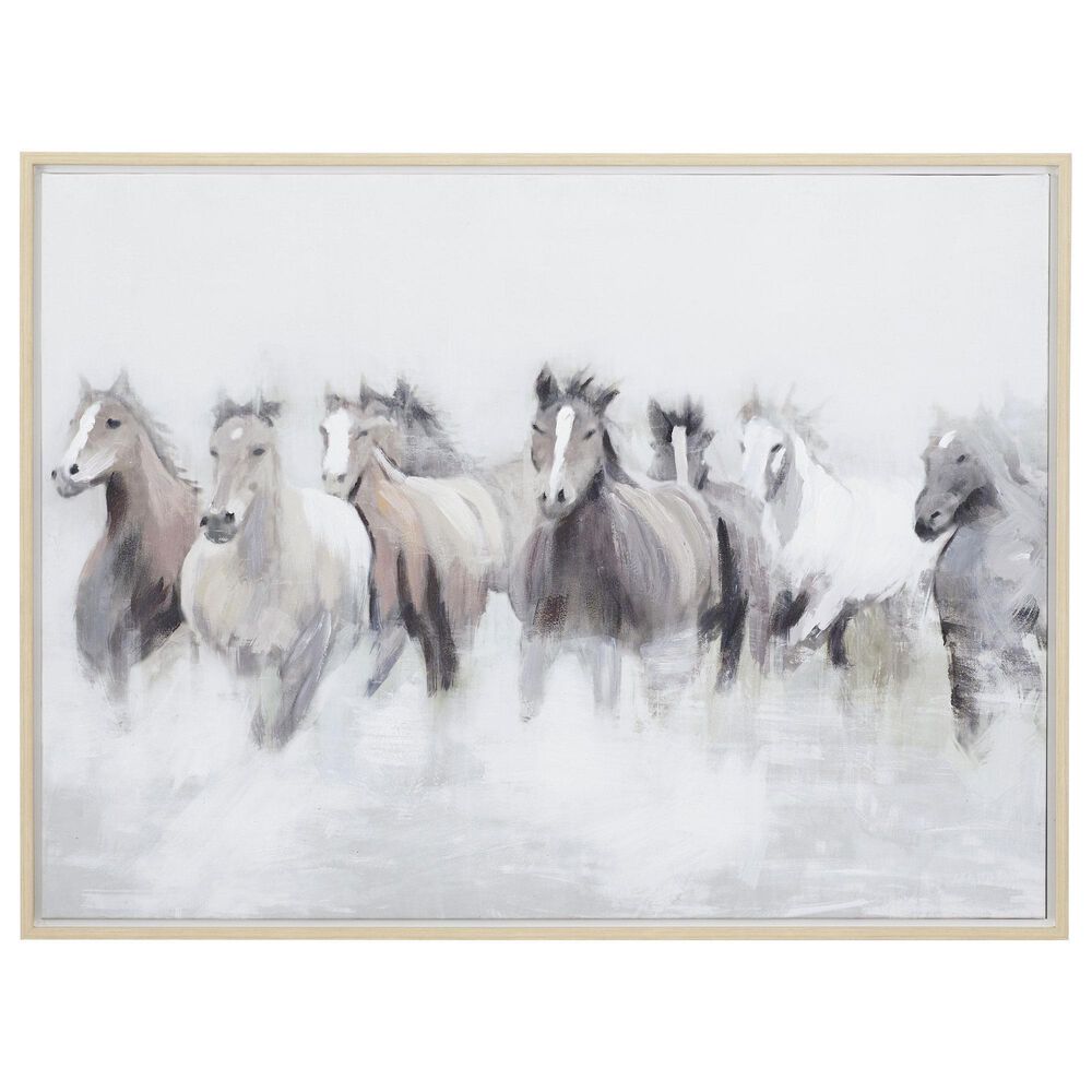 Maple and Jade 40" x 30" Horse Living Room Framed Wall Art in Black, Brown, Gray and White, , large