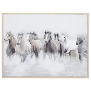 Maple and Jade 40" x 30" Horse Living Room Framed Wall Art in Black, Brown, Gray and White, , large