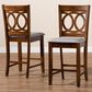 Baxton Studio Lenoir Counter Height Pub Chair with Grey Cushion in Walnut Brown (Set of 2), , large
