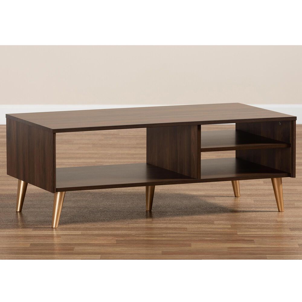 Baxton Studio Landen Coffee Table in Walnut Brown, , large