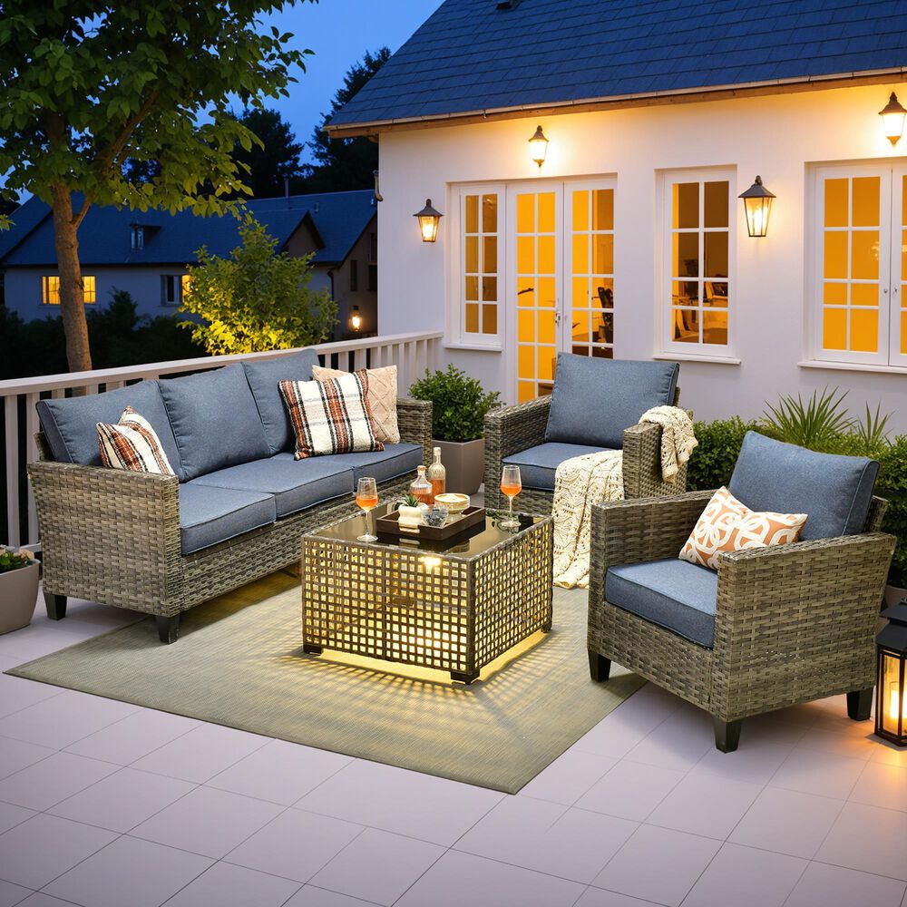 HOMLUX 4-Piece Outdoor Sofa Set in  Denim Blue, , large