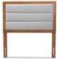 Baxton Studio Dexter Twin Panel Headboard with Light Grey Fabric in Walnut Brown, , large