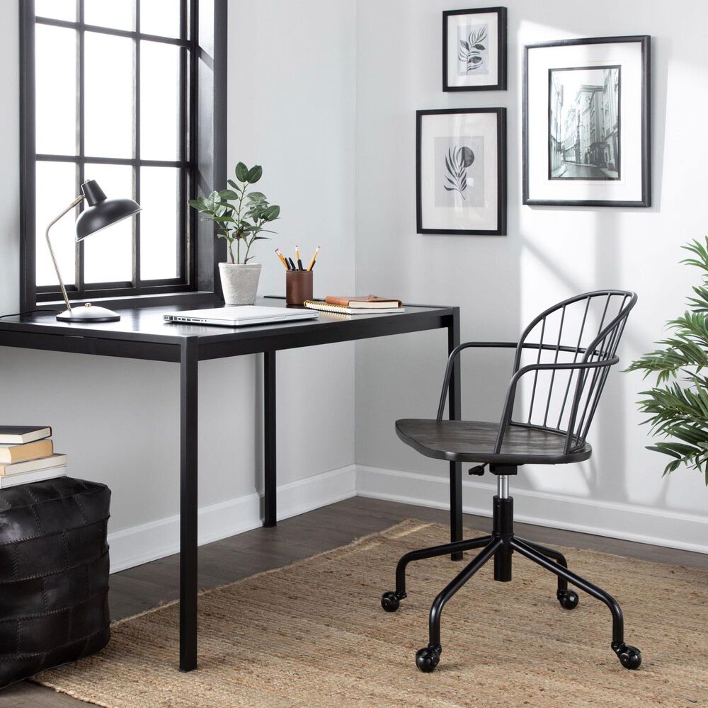 Lumisource Riley Office Chair in Black and Dark Walnut, , large