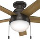Hunter Anslee Low Profile 46" Ceiling Fan with LED Lights in Premier Bronze, , large