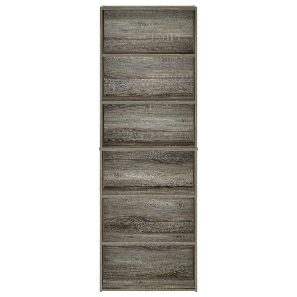 HOMLUX 6-Tier Free Standing Open Storage Bookcase in French Oak, , large