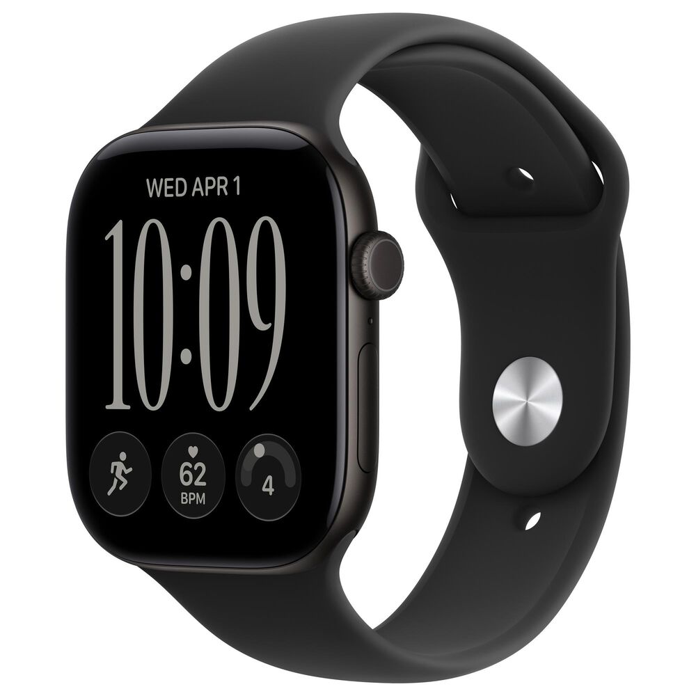 Apple Watch Series 12 (GPS + Cellular) 46mm Black Aluminum Case with Black Sport Band - M/L, , large