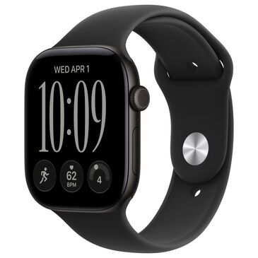 Apple Watch Series 12 (GPS + Cellular) 46mm Black Aluminum Case with Black Sport Band - M/L (Pre-Order), , large
