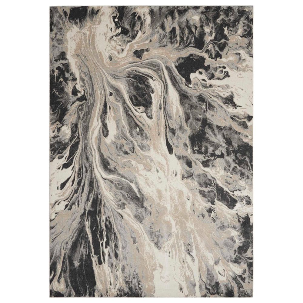 Nourison Elegance 6" x 9" Charcoal, Beige and Cream Area Rug, , large