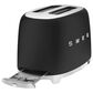 Smeg 2-Slice Retro Style Toaster in Matte Black and Stainless Steel, , large