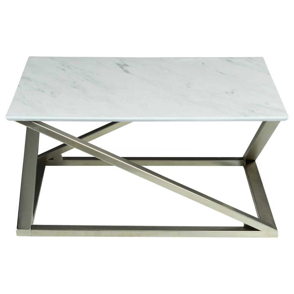 Crystal City Zurich Cocktail Table in White and Pewter, , large
