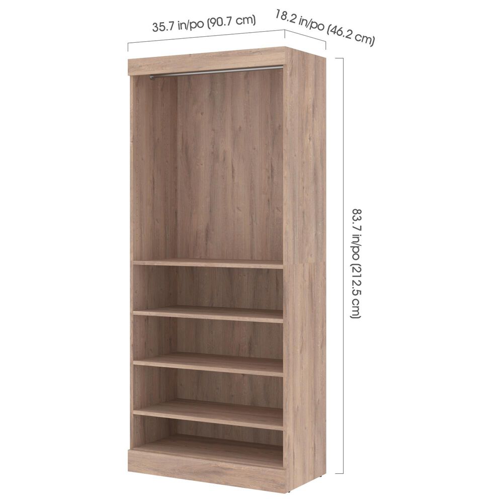 Bestar Pur Closet Organizer with 3-Drawer in Rustic Brown, , large