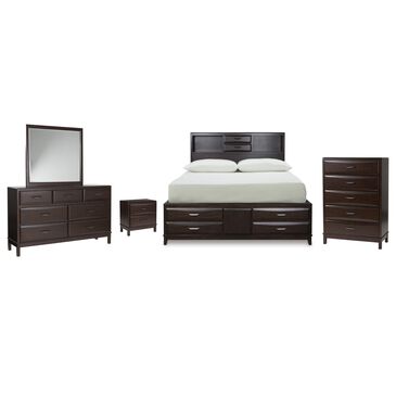 Ashley Vanmore 5-Piece King Storage Bedroom Set in Dark Brown, , large