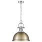 Golden Lighting Duncan 1-Light Pendant with Chain and Aged Brass Shade in Chrome, , large