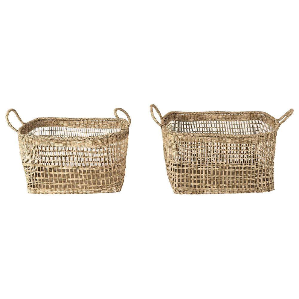 Mercana Bellisa Rectangular Basket with Handles in Medium Brown (Set of 2), , large