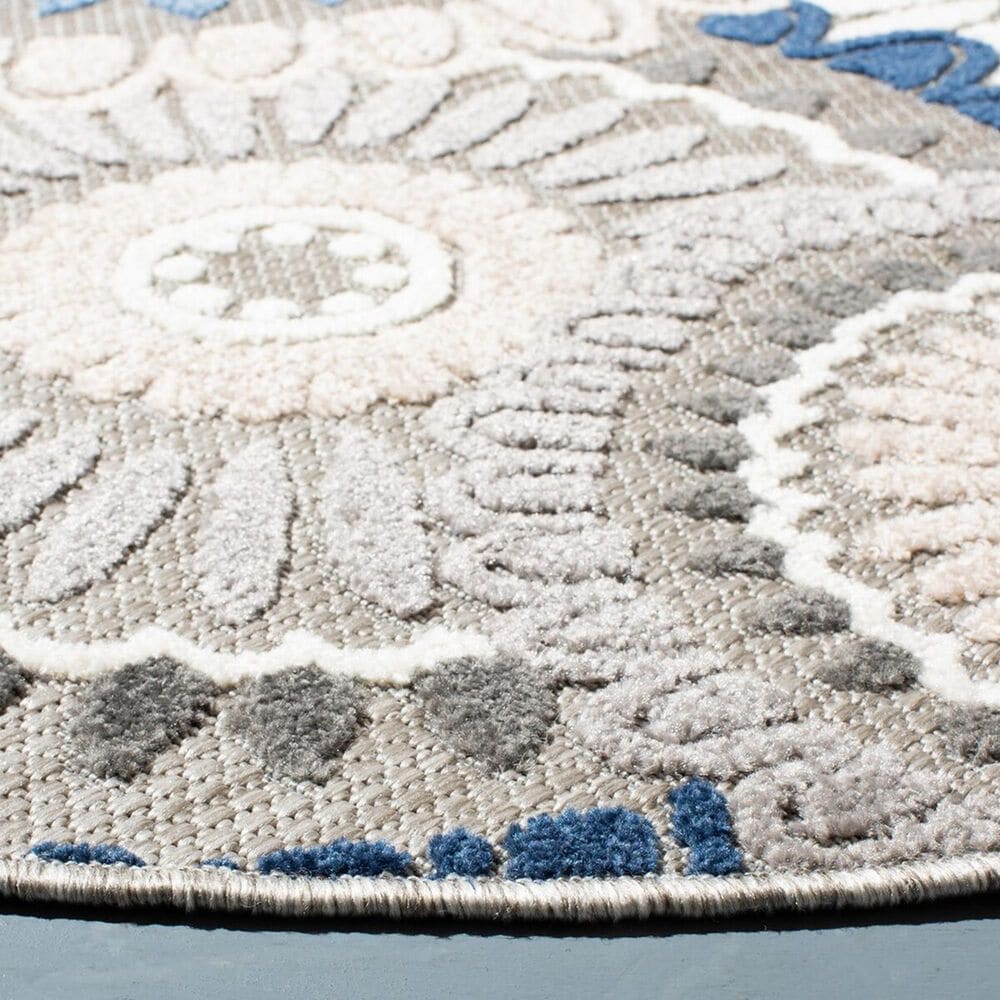Safavieh Cabana CBN382G 6&#39;7&quot; Round Grey and Blue Indoor/Outdoor Area Performance Rug, , large