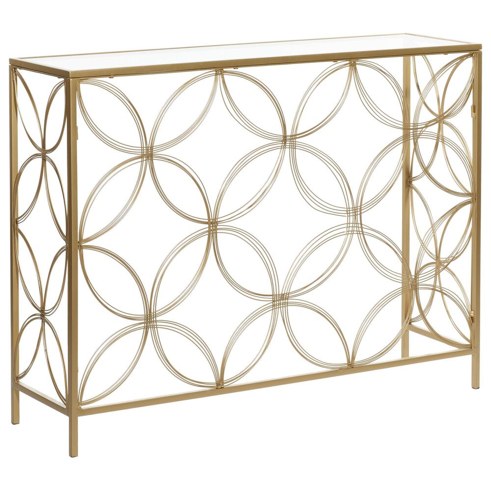 Maple and Jade 32" Console Table with Glass Top in Gold, , large