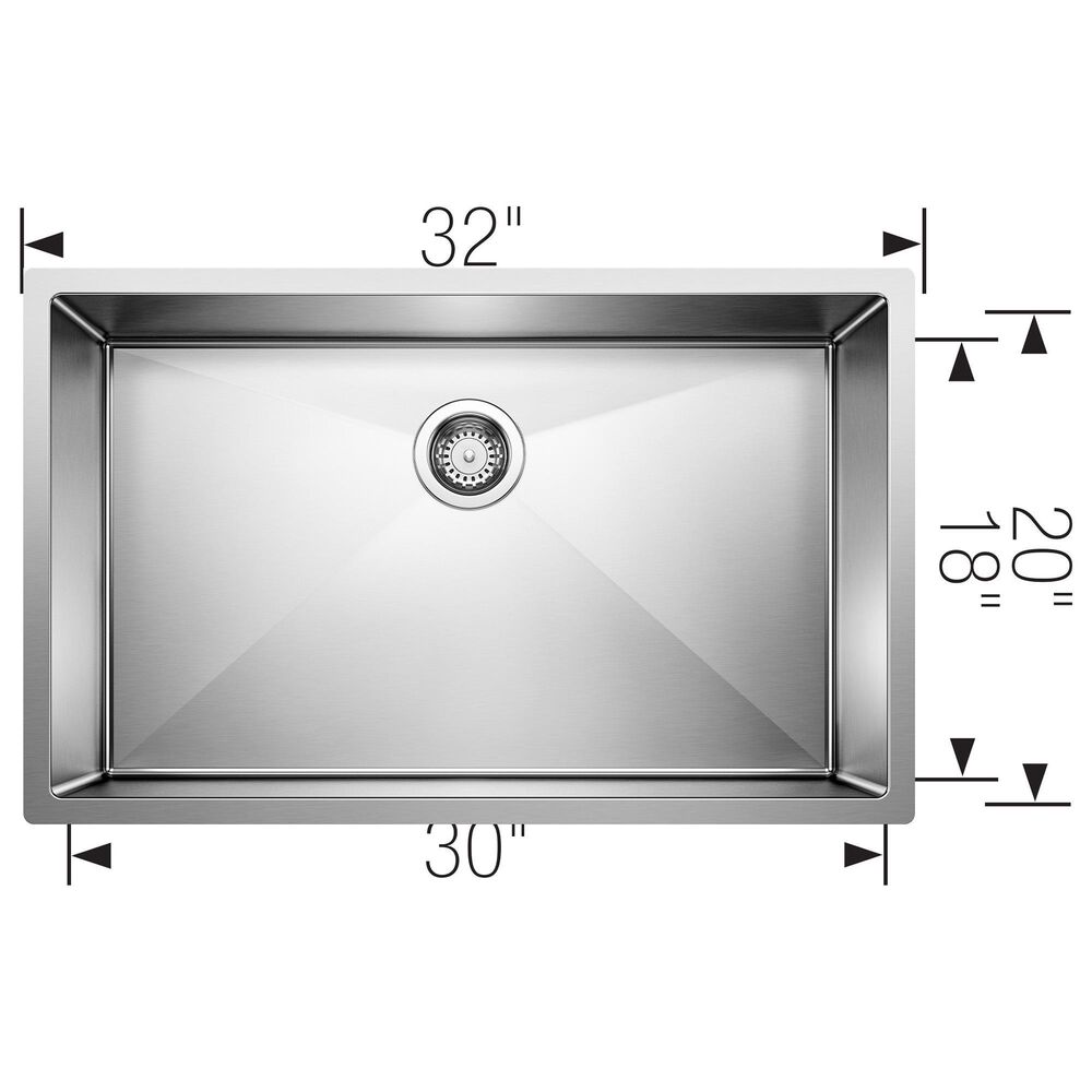 Blanco Precision 32&quot; x 18&quot; Super Single Bowl Kitchen Sink in Satin Polished, , large