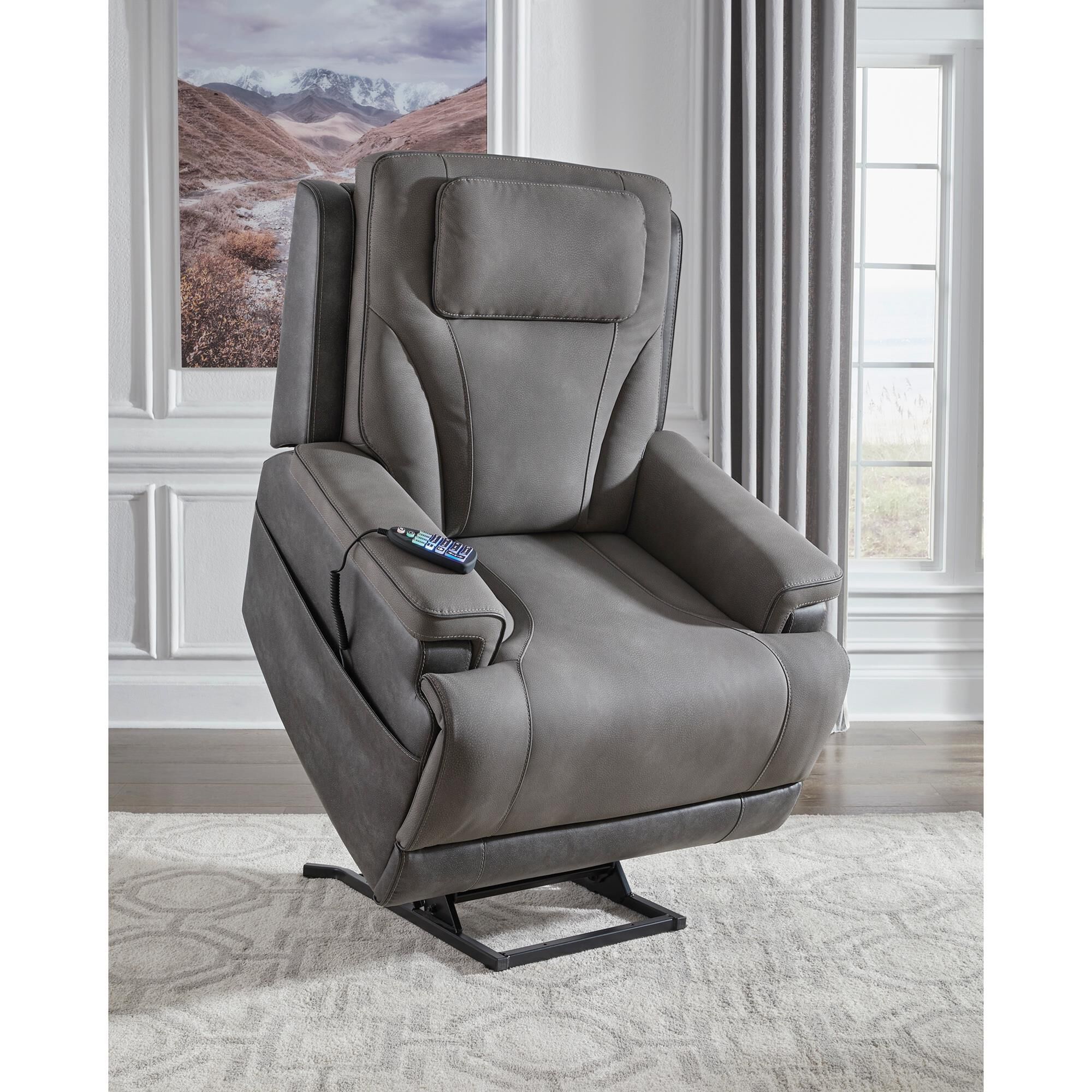 Ashley 4Z-Peaceful Pause Power Lift Recliner in Slate