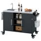 HOMLUX 55.5" Outdoor Kitchen Island with Sink in Black and Stainless Steel, , large