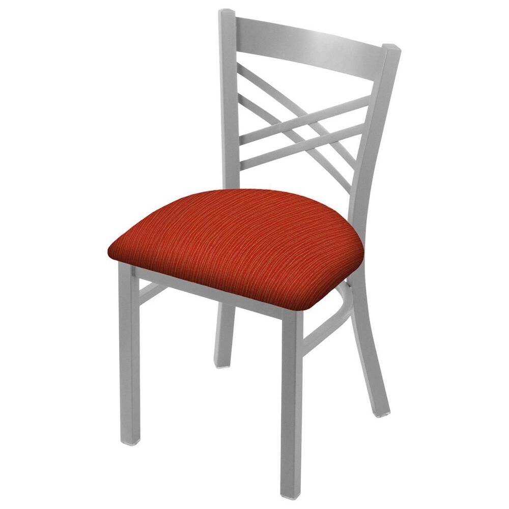 Holland Bar Stool 620 Catalina 18" Chair with Anodized Nickel and Graph Poppy Seat, , large