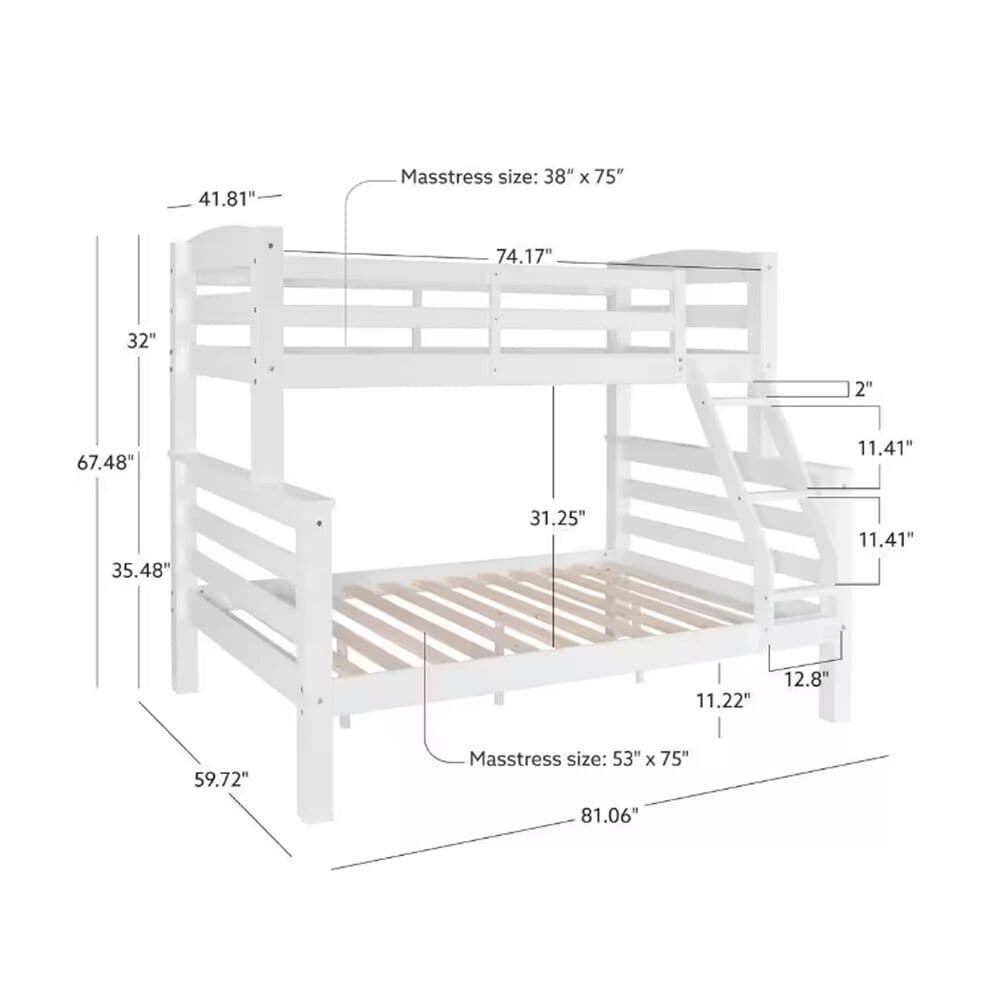 Parkerville Furniture Line Porter Twin over Full Bunk Bed in White, , large