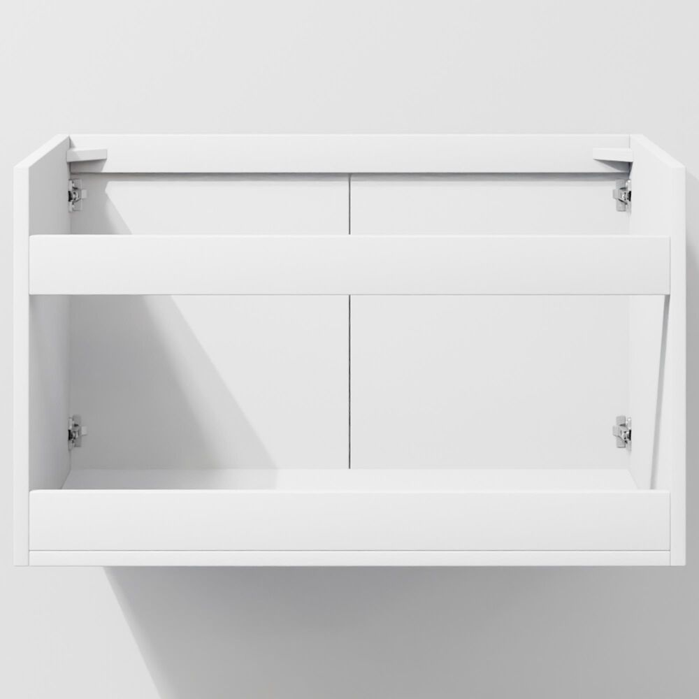 Lexora Home Geneva 30&quot; Single Bathroom Vanity in Glossy White with 2 cm White Carrara Marble Top and Rectangular Sink, , large