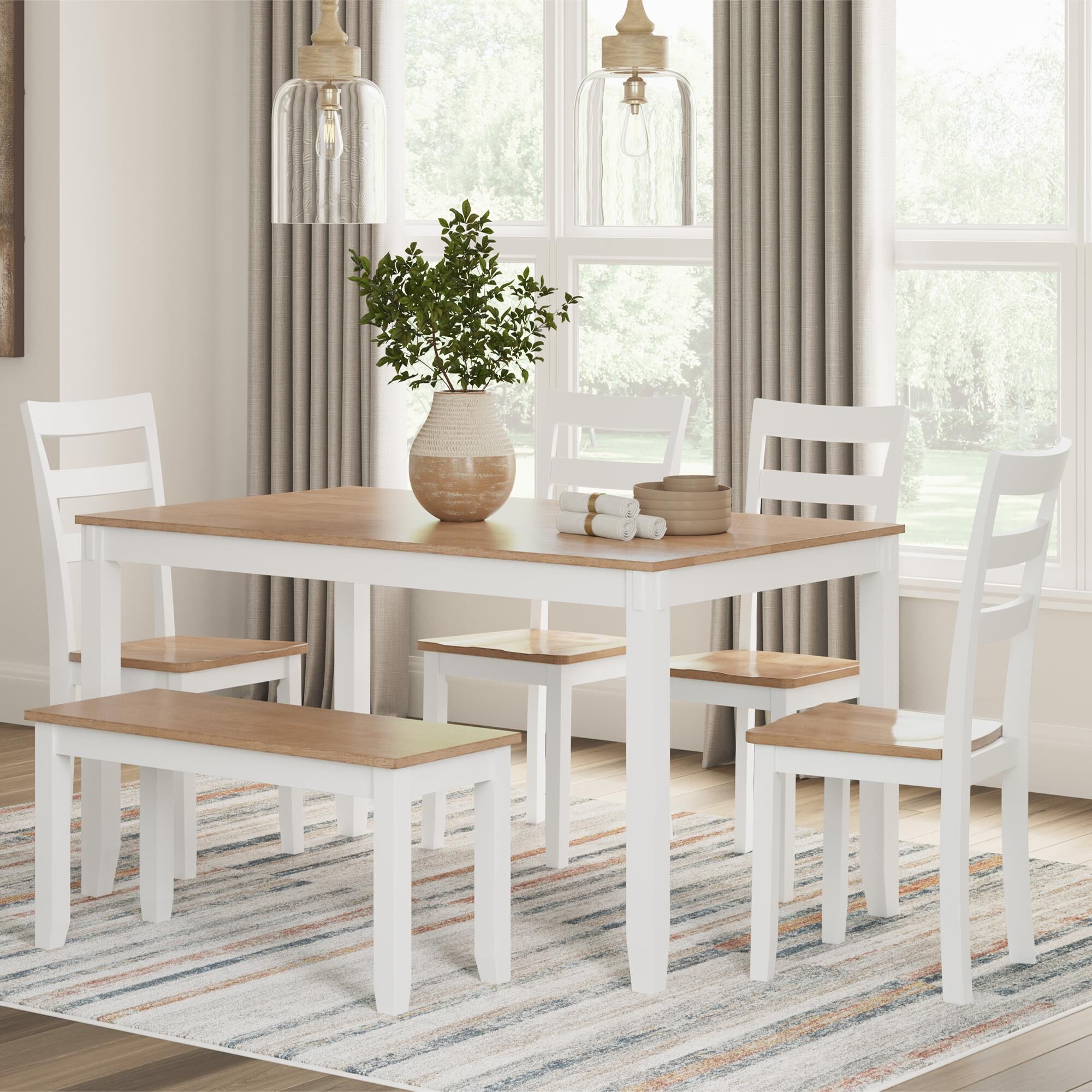 Ashley Gesthaven 6-Piece Rectangular Dining Set in Natural and White