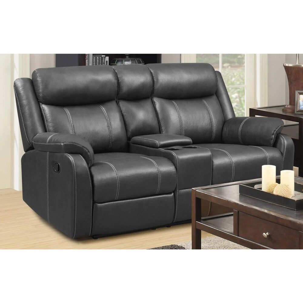 Klaussner Domino Console Reclining Loveseat in Valor Carbon, , large