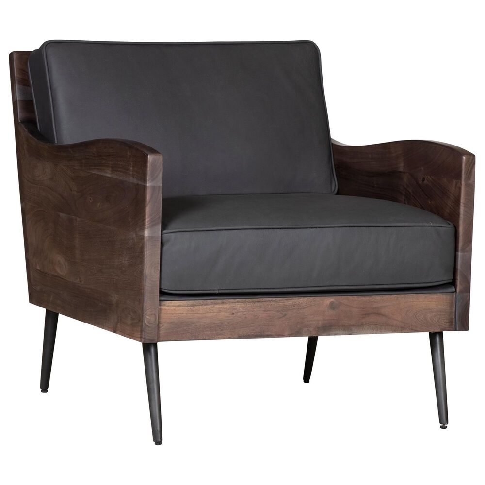 Waltham Karma Leather Accent Chair in Slate Nebraska Furniture Mart