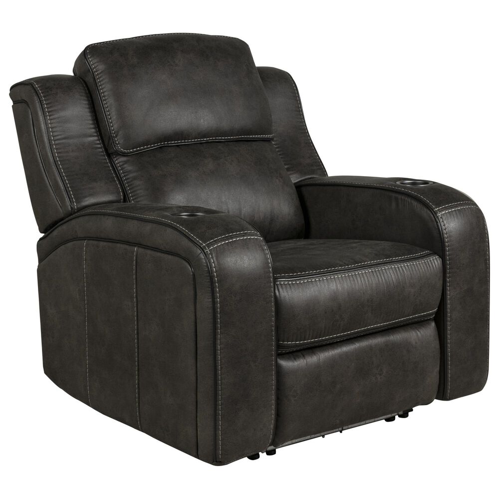 Oxford Furniture Power Recliner with Power Headrest in Cowboy Granite, , large