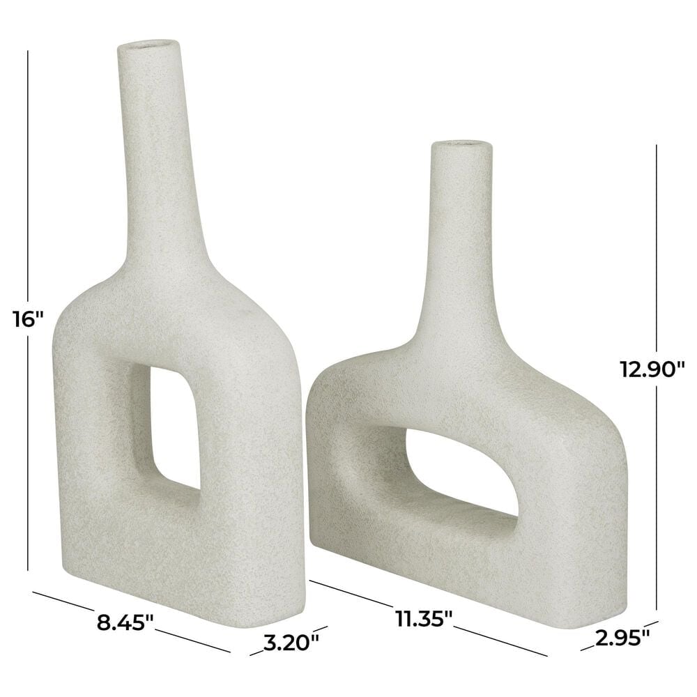 Maple and Jade 2-Piece Donut Shaped Decorative Vase Set in Matte White, , large