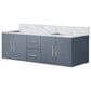 Lexora Home Geneva 60" Double Bathroom Vanity in Dark Grey with 2 cm White Carrara Marble Top and Rectangular Sinks, , large