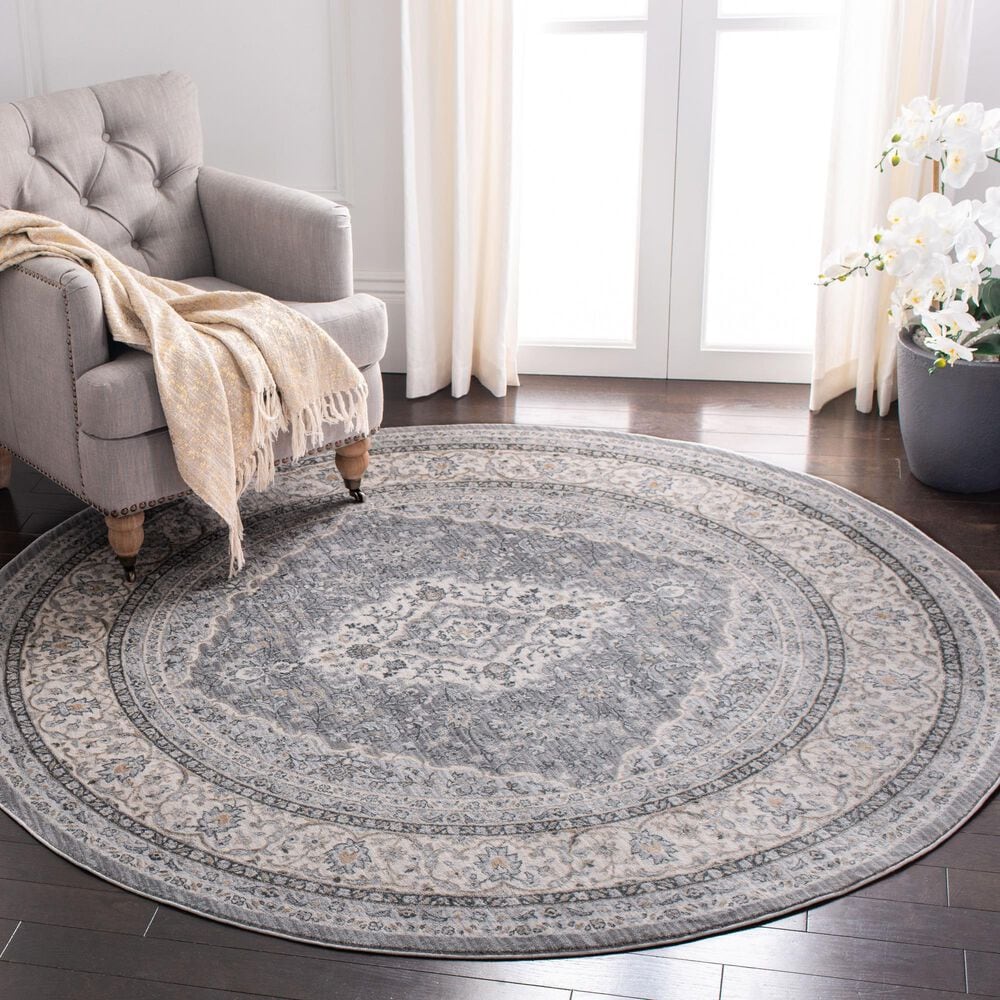 Safavieh Isabella 6&#39;7&quot; Round Grey and Cream Area Rug, , large