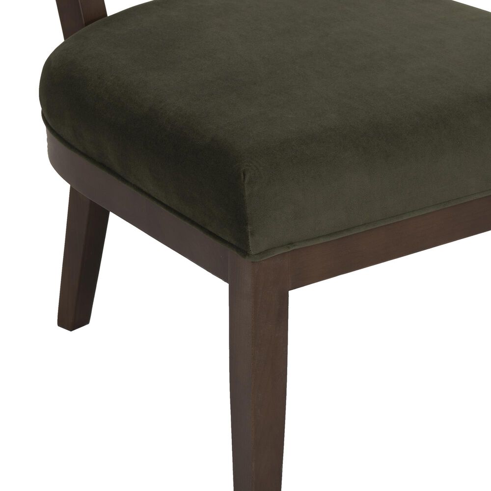 Linon Home Decor Ballard Side Chair with Green Cushion in Warm Maple Truffle, , large