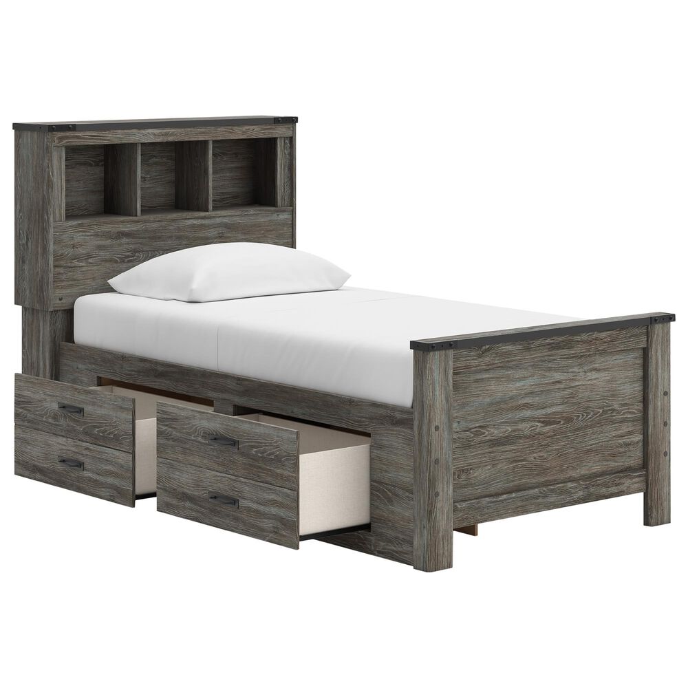 Ashley Frandern 5-Piece Twin Bookcase Storage Bedroom Set in Rustic Warm Gray, , large