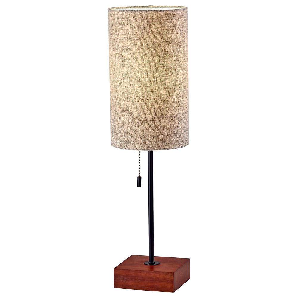 Adesso Trudy Table Lamp with Natural Shade in Black and Walnut, , large