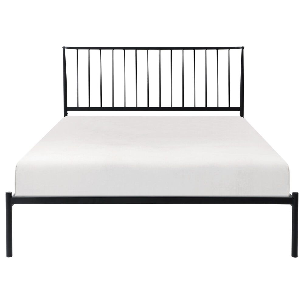 Hearth and Haven Queen Platform Bed with Angle Headboard in Black, , large