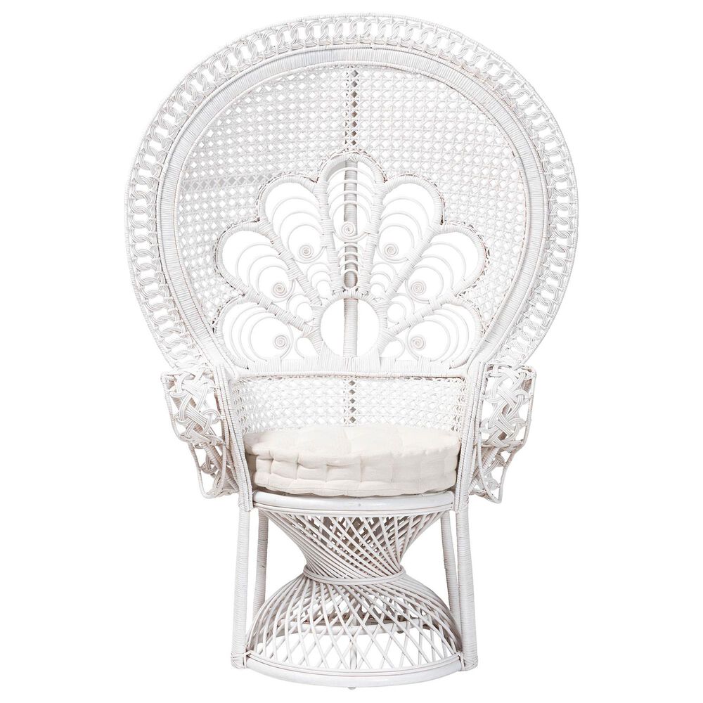 Baxton Studio Ediva Patio Accent Chair in White, , large