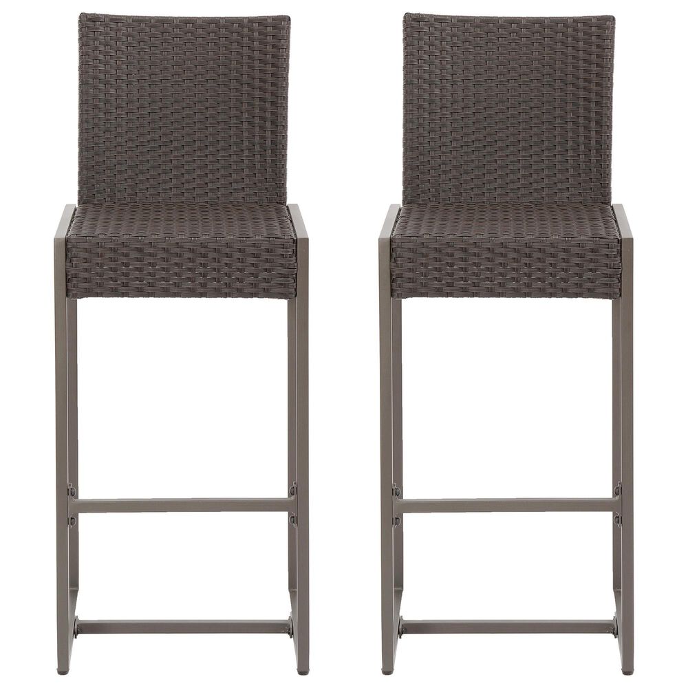 Hearth and Haven Conway Bar Stool in Dark Brown and Black &#40;Set of 2&#41;, , large