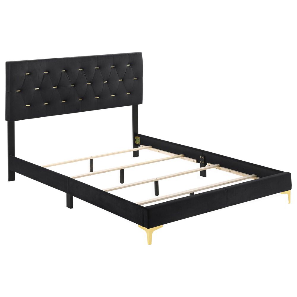 Pacific Landing Kendall 4-Piece Queen Upholstered Bedroom Set in Black and Gold, , large