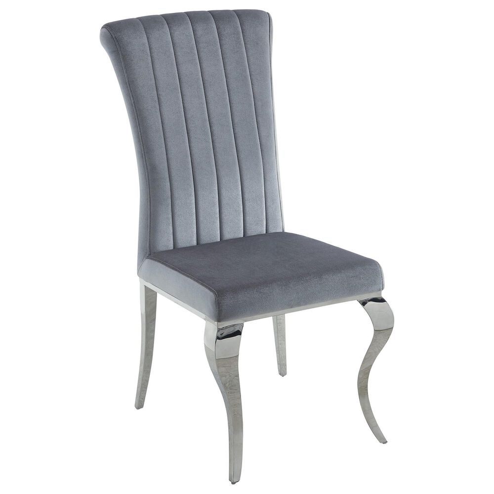 Pacific Landing Carone Dining Chair with Grey Cushion in Chrome, , large