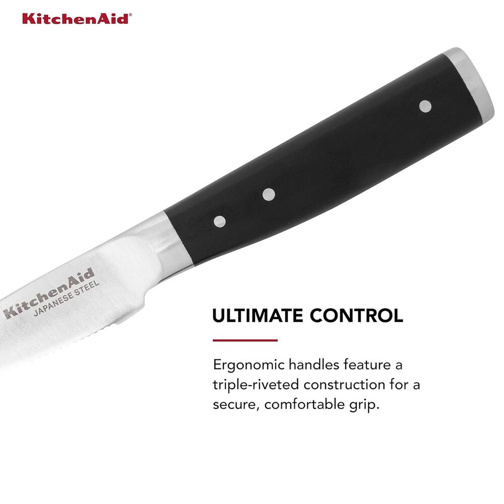 KitchenAid Gourmet 3.5&quot; Serrated Paring Knife in Stainless Steel and Black, , large