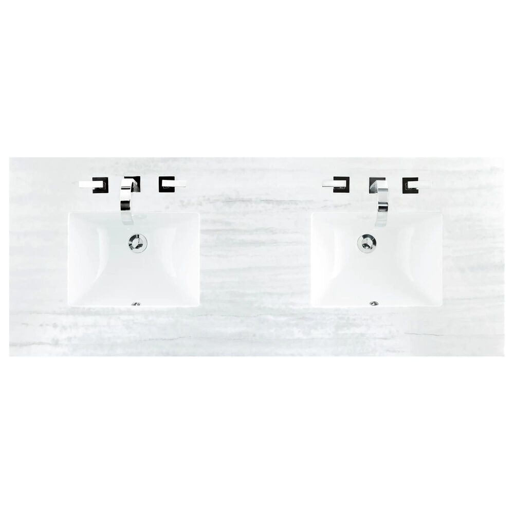 James Martin Vanities Addison 60&quot; Double Bathroom Vanity in Glossy White with 3 cm Arctic Fall Solid Surface Top and Rectangular Sinks, , large