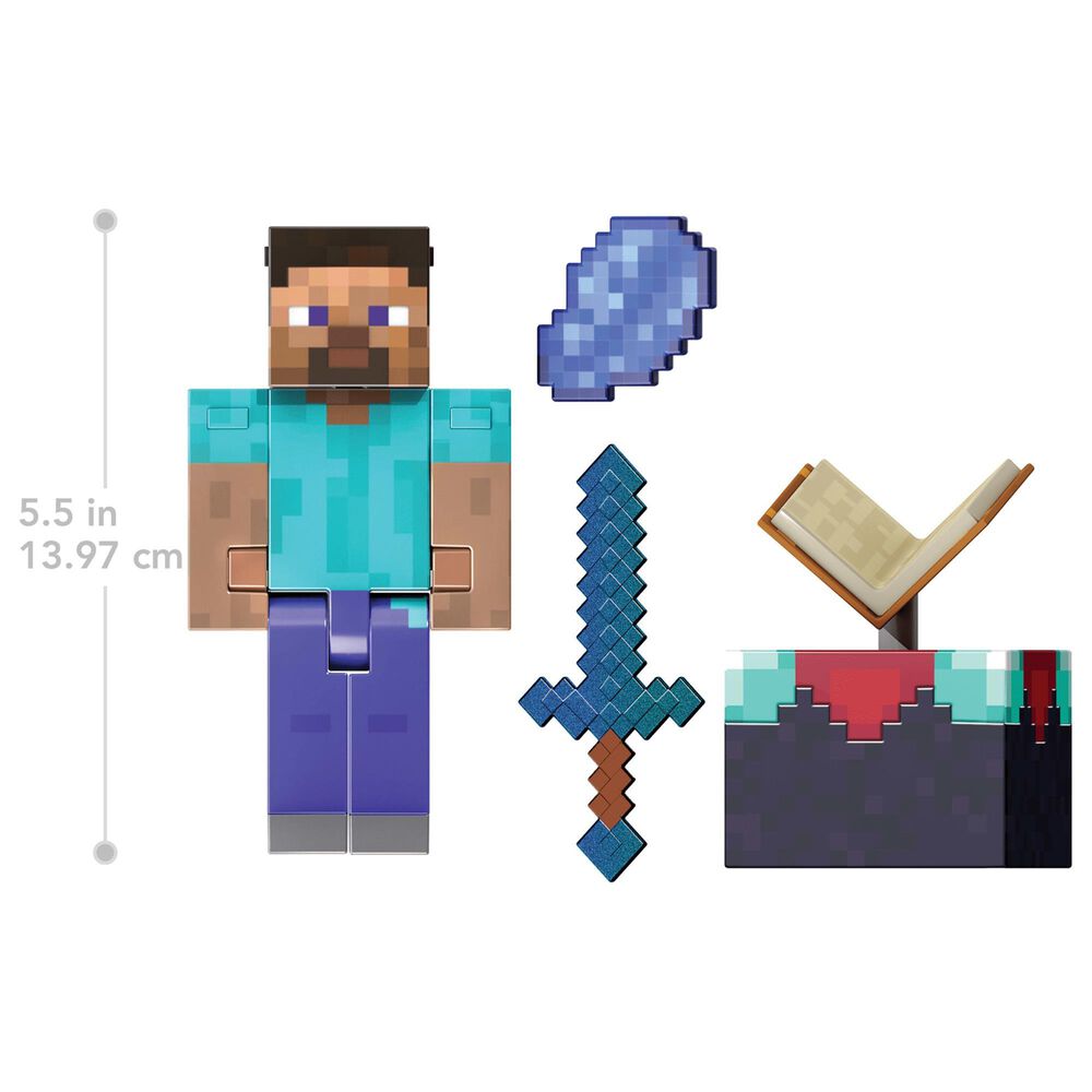 Mattel Minecraft Diamond Level Steve Action Figure with Enchanted Sword, , large