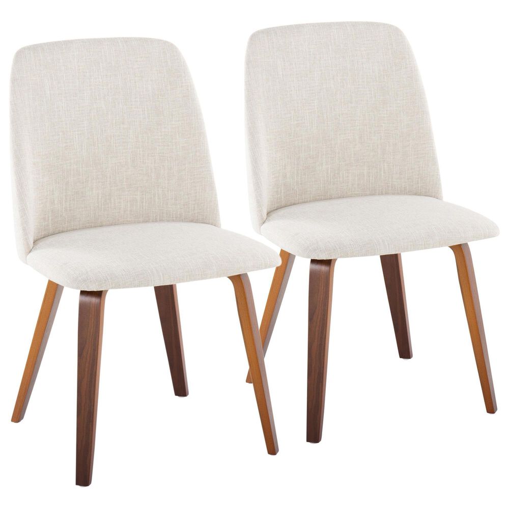 Lumisource Toriano Side Chair with Beige Cushion in Walnut (Set of 2), , large