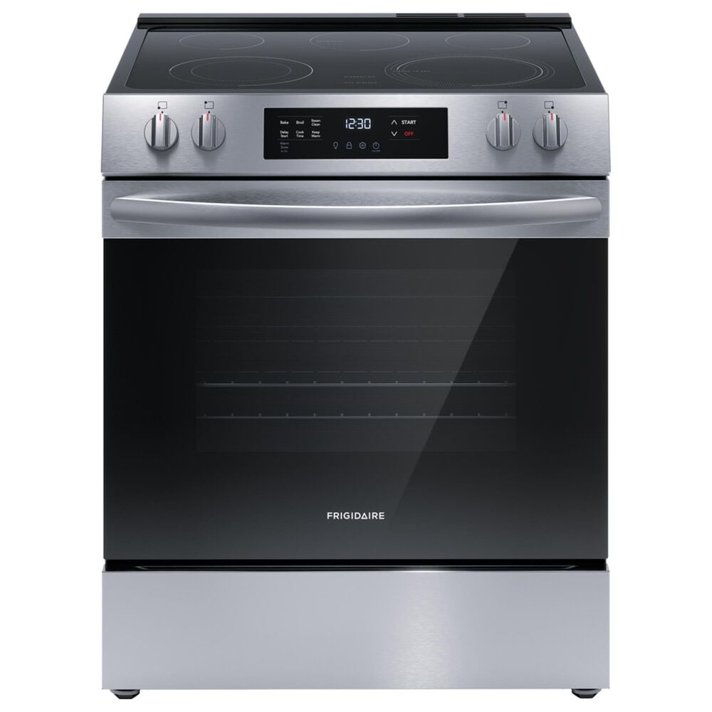 Frigidaire 4 Piece Kitchen Package with 25.6 Cu. Ft. Standard Depth Side-by-Side Refrigerator, 30" Front Control Electric Range, 1.8 Cu. Ft. OTR Microwave, and 24" Built-In Dishwasher with MaxDry in Stainless Steel, , large