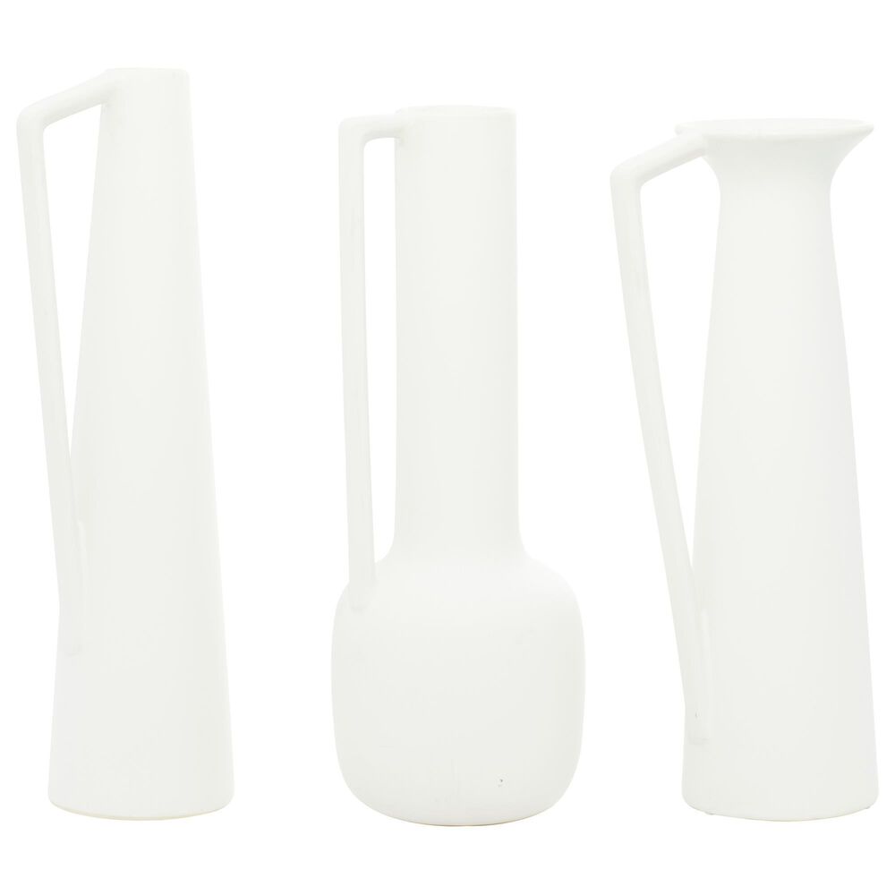 CosmoLiving by Cosmopolitan Transitional Modern Ceramic Vases in White (Set of 3), , large